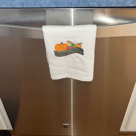 White Cotton Farmers Market Sign Vegetables Kitchen Bar-Mop 18” by 16” - Picture 5 of 5